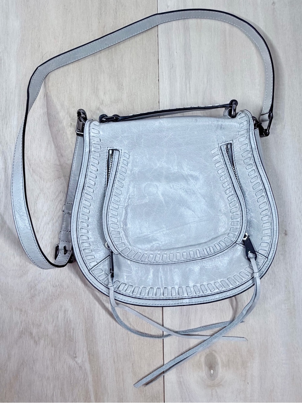 Rebecca Minkoff Grey Leather Vanity Saddle Bag Cross body